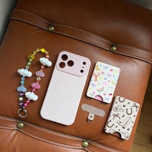 iPhone 17 Pro Max Pink Silicone Case + Accessories